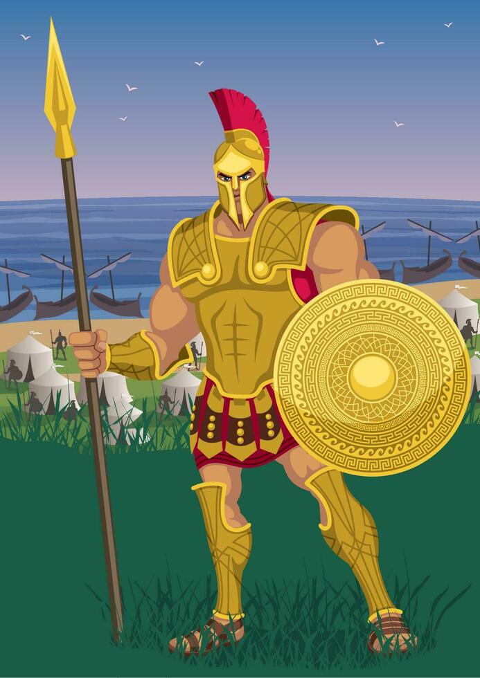 Aquiles griego héroe vector