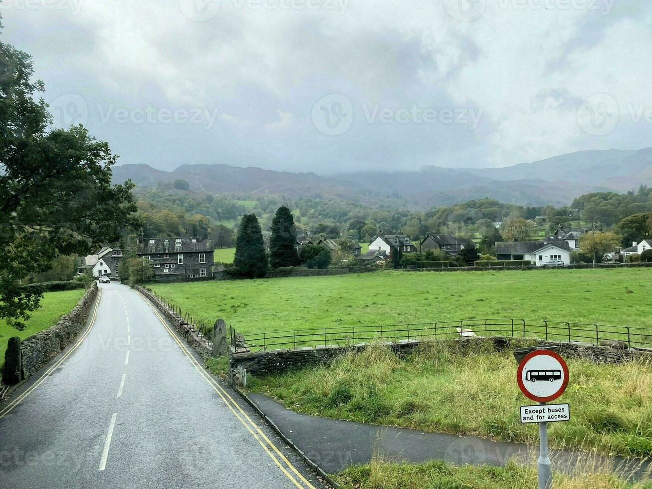 A view of the Lake District near Keswick on a cloudy day photo