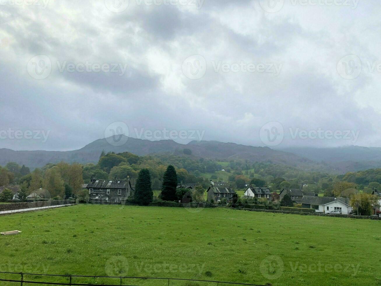 A view of the Lake District near Keswick on a cloudy day photo