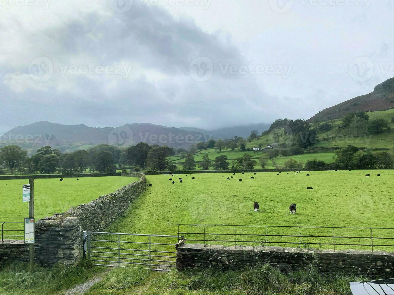 A view of the Lake District near Keswick on a cloudy day photo
