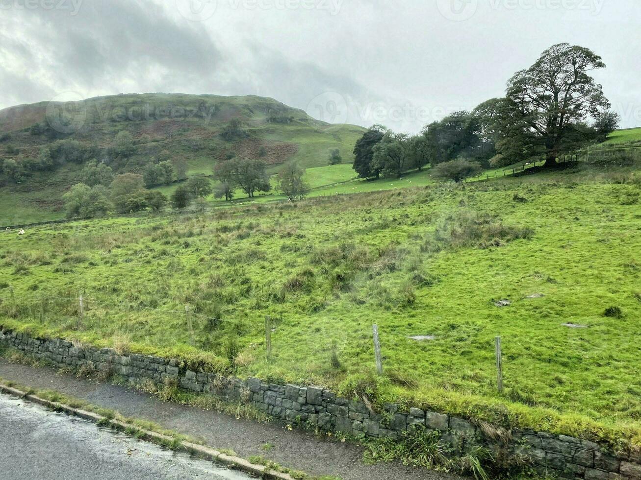 A view of the Lake District near Keswick on a cloudy day photo