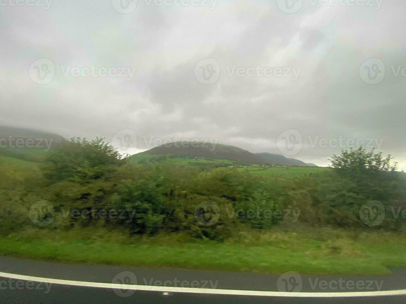 A view of the Lake District near Keswick on a cloudy day photo