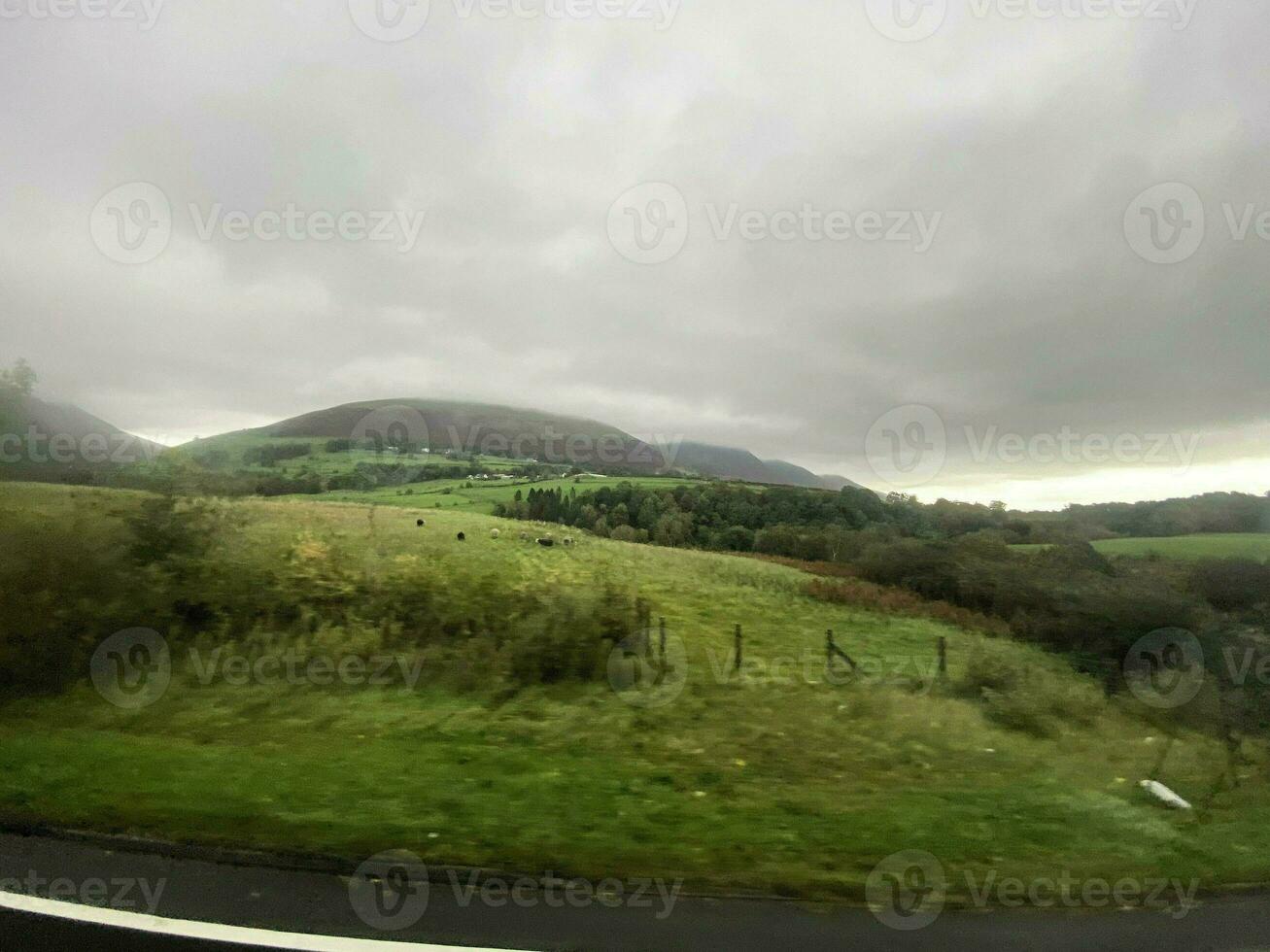 A view of the Lake District near Keswick on a cloudy day photo