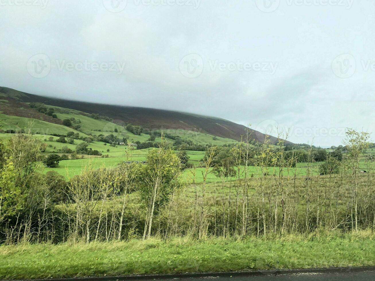 A view of the Lake District near Keswick on a cloudy day photo