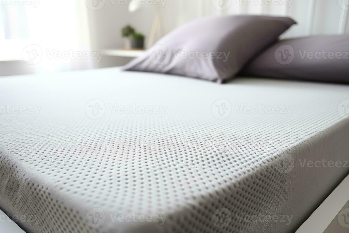 AI generated Close-up of foam mattress in bed photo
