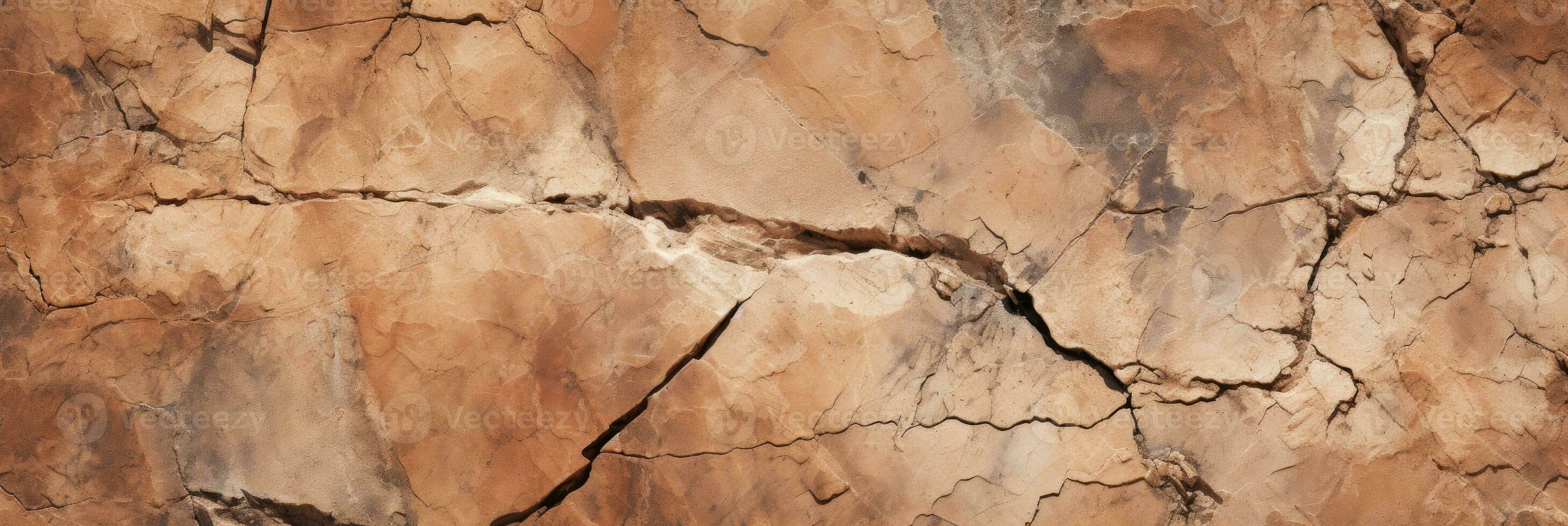 AI generated Stone background for design. Brown rock texture with cracks. photo