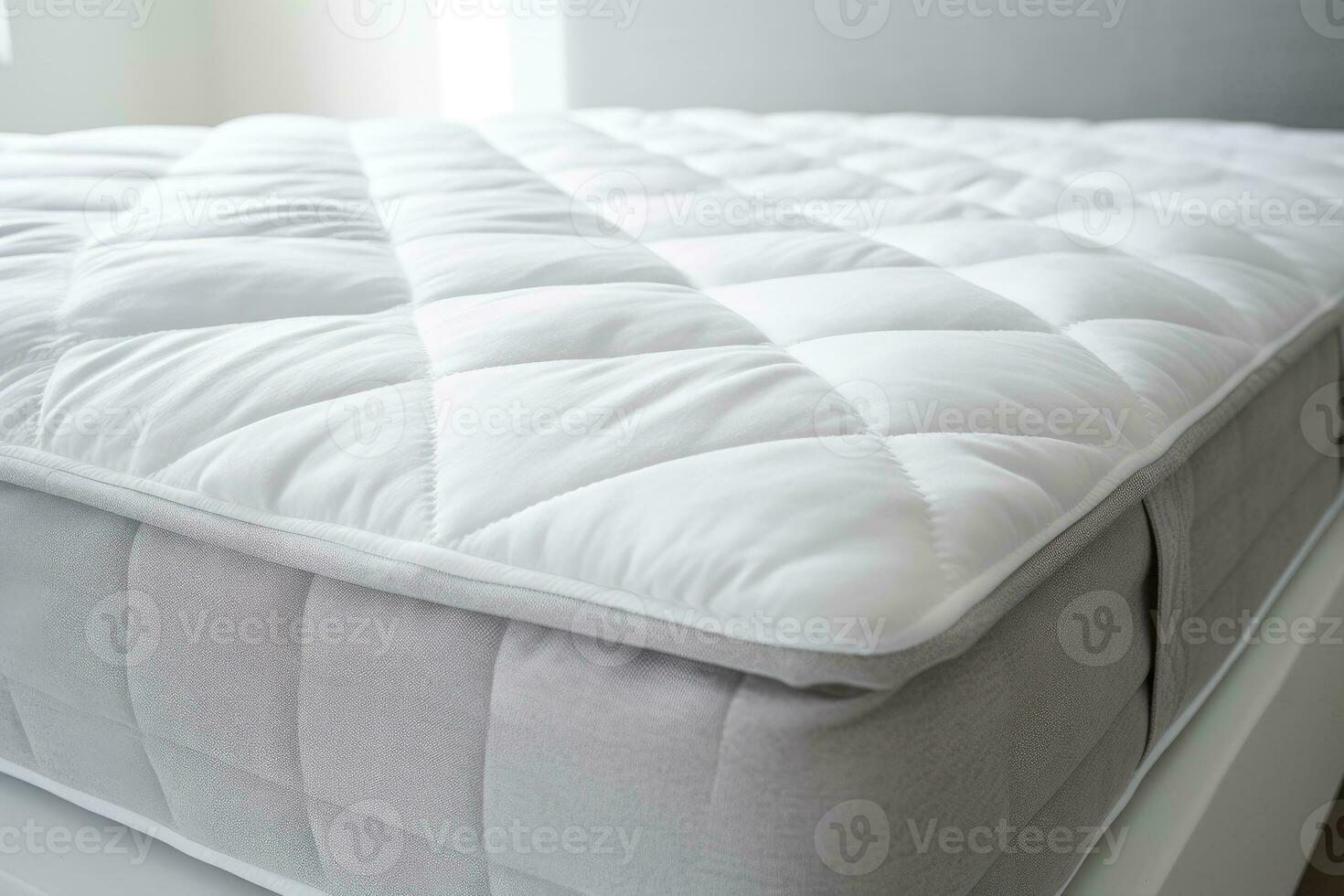 AI generated Detail of the mattress protection in the bed photo