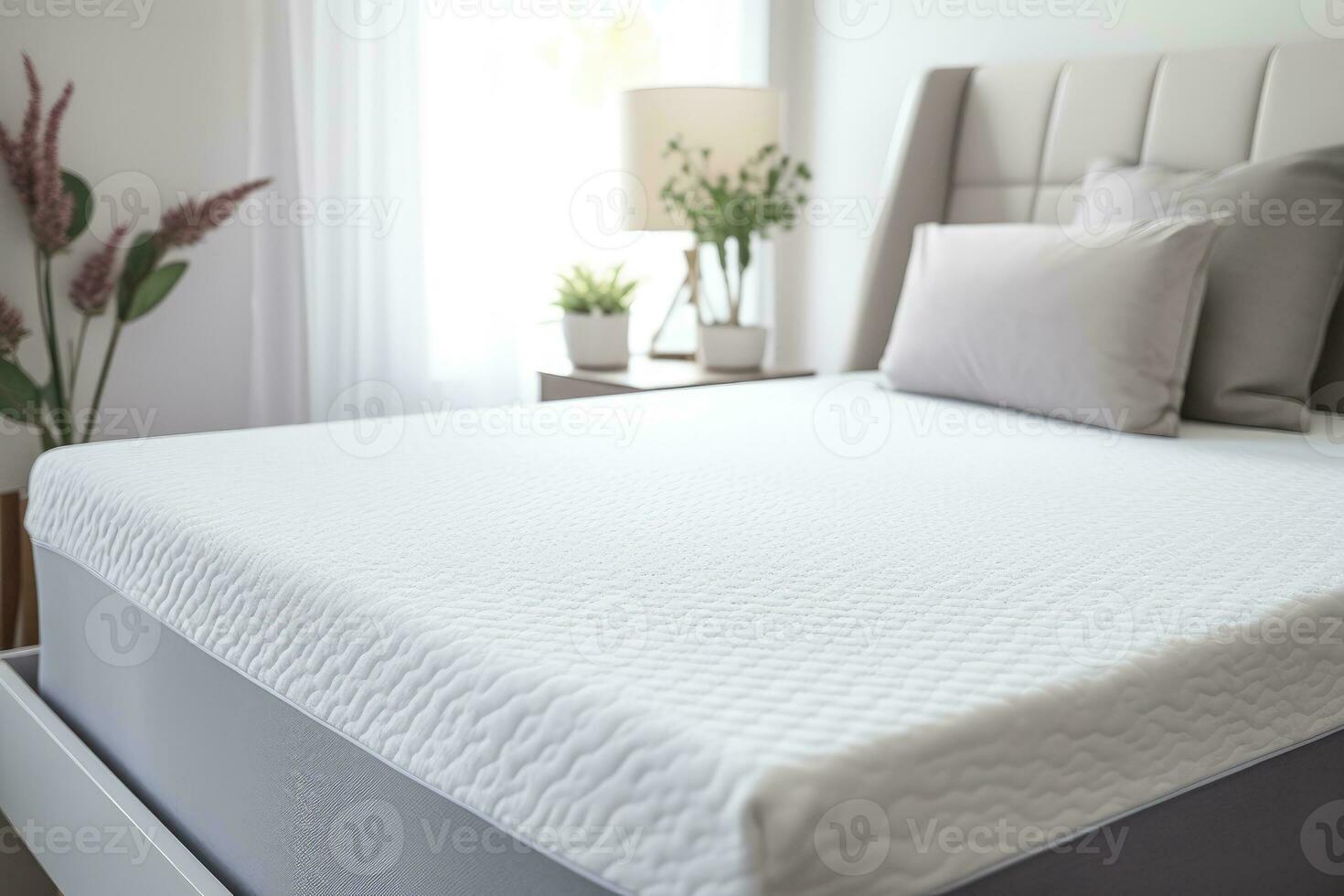 AI generated Close-up of foam mattress in bed photo