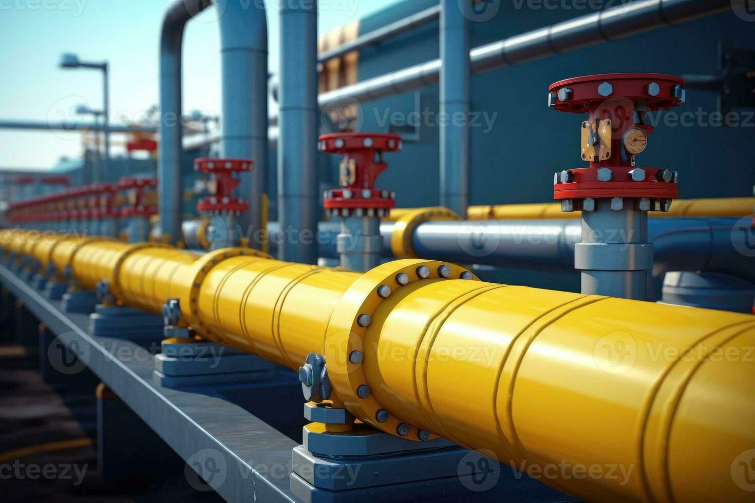 AI generated Pipeline valves. Gas transportation with gas or pipeline valves photo