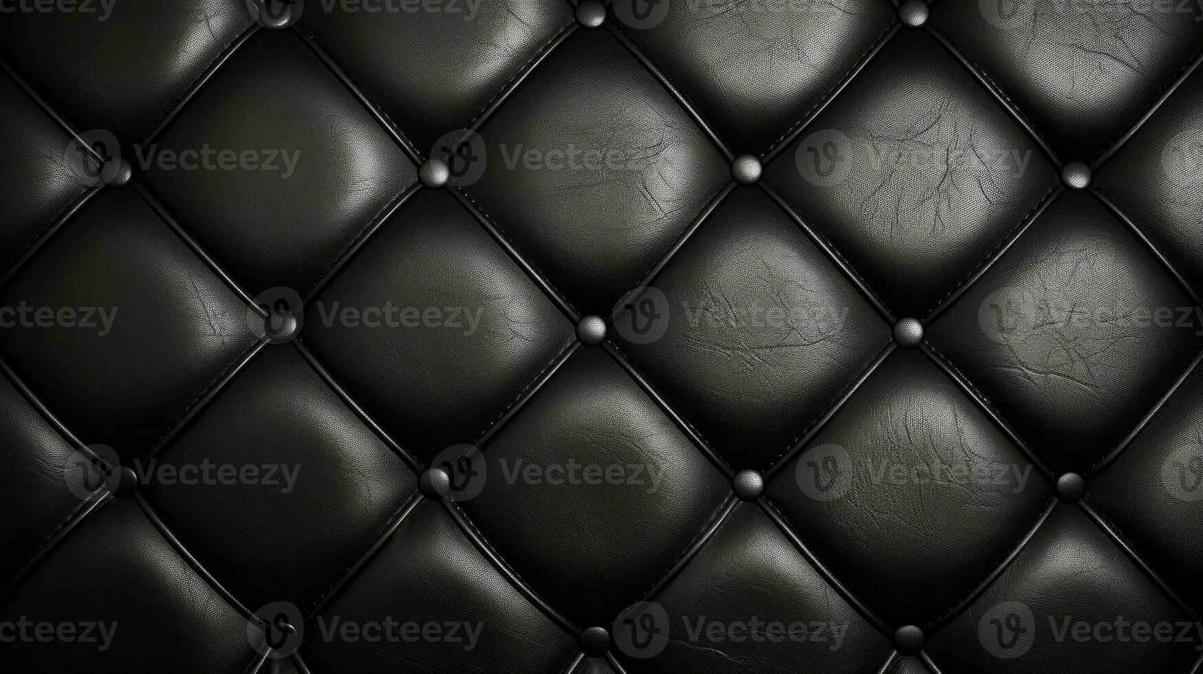 AI generated Black leather upholstery. Leather luxury background with stitching. photo