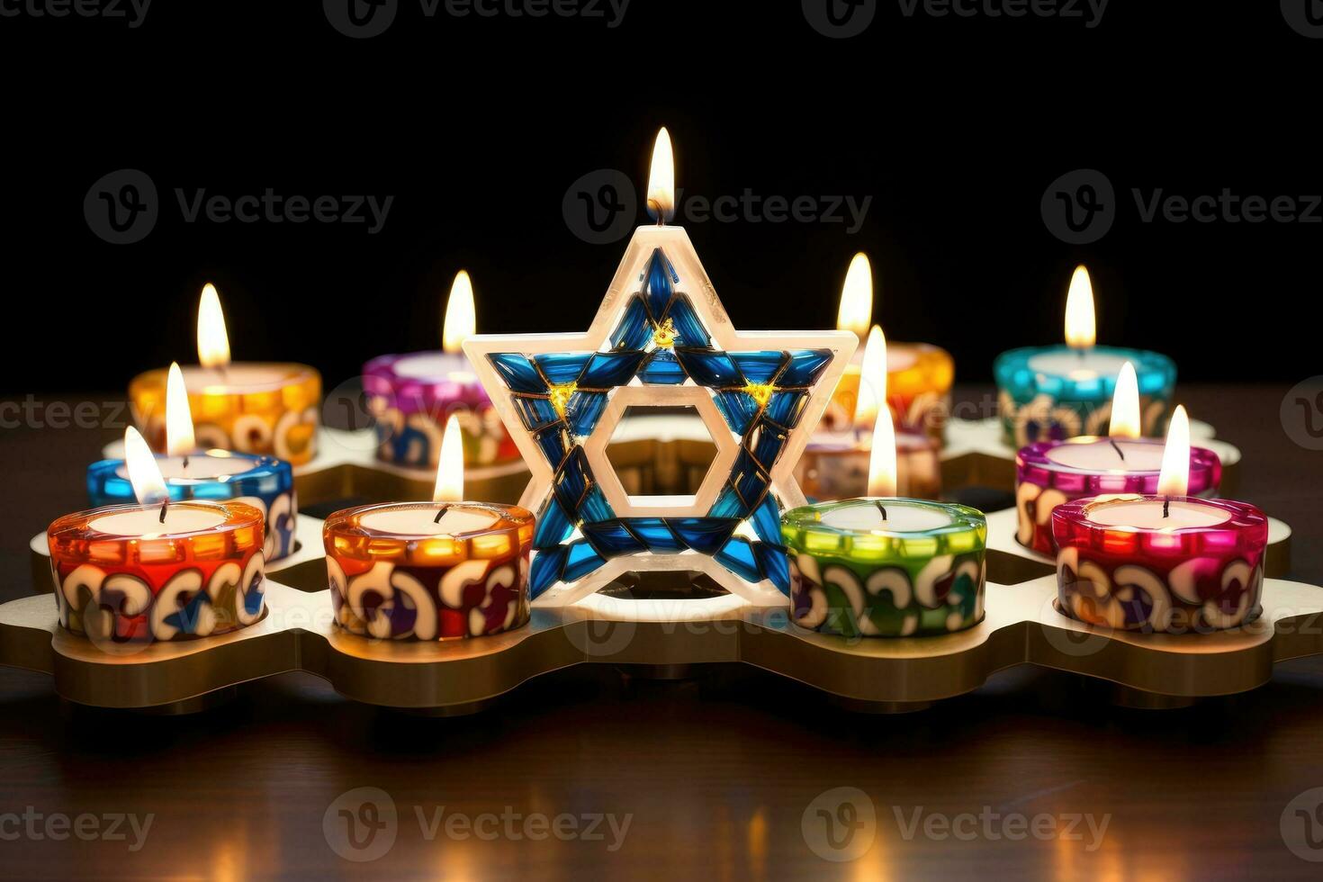 AI generated Candlestick with a star. Hanukkah Jewish holiday photo