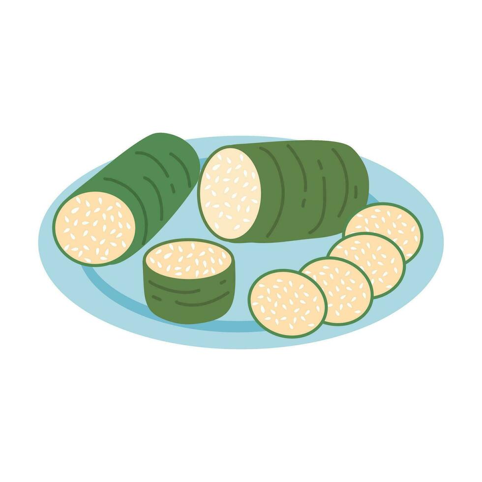 Lemang or Glutinous Rice Wrapped with Banana Leaf is a Traditional Malay Food vector
