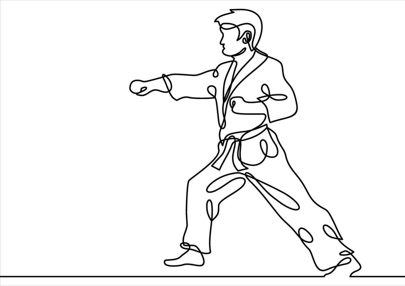 Vector karate -continuous line drawing