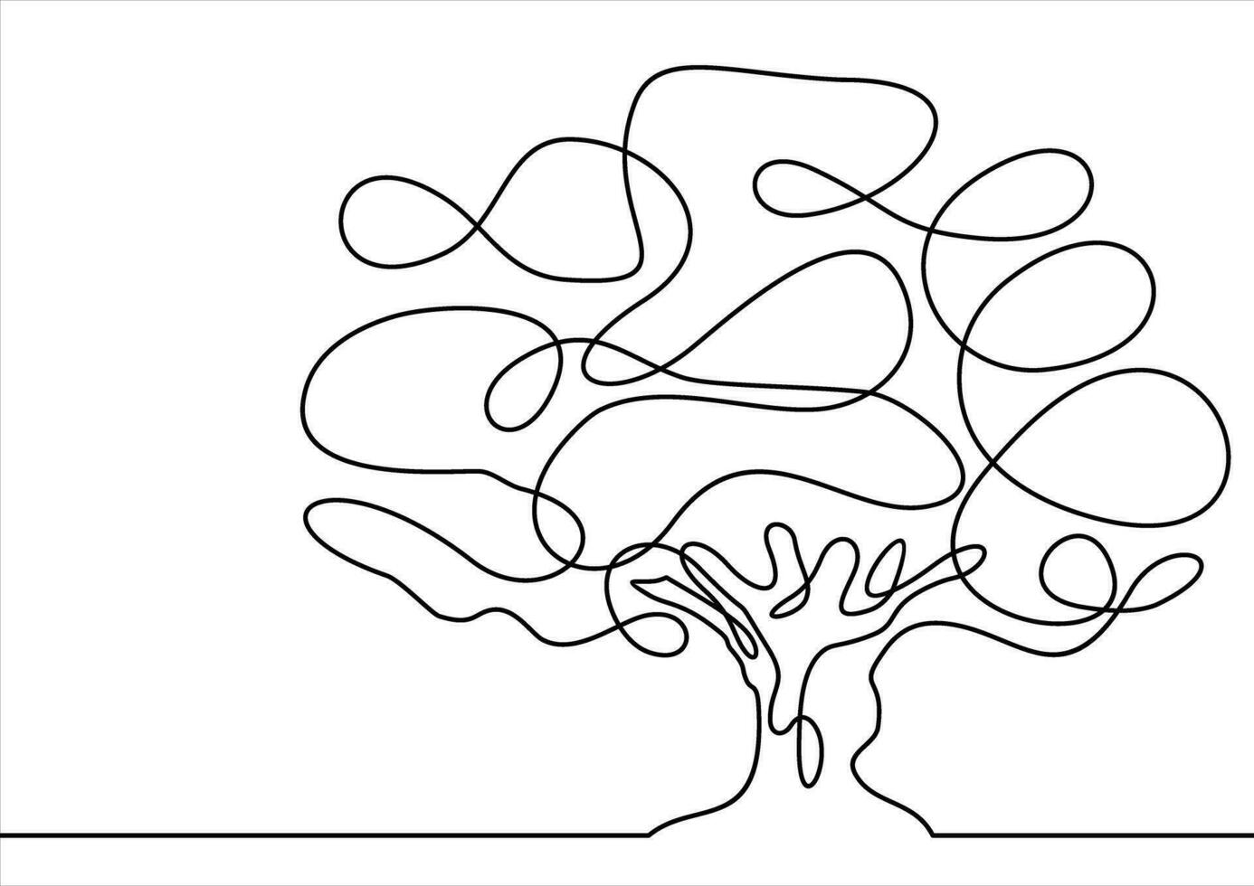 árbol continuo línea dibujo vector