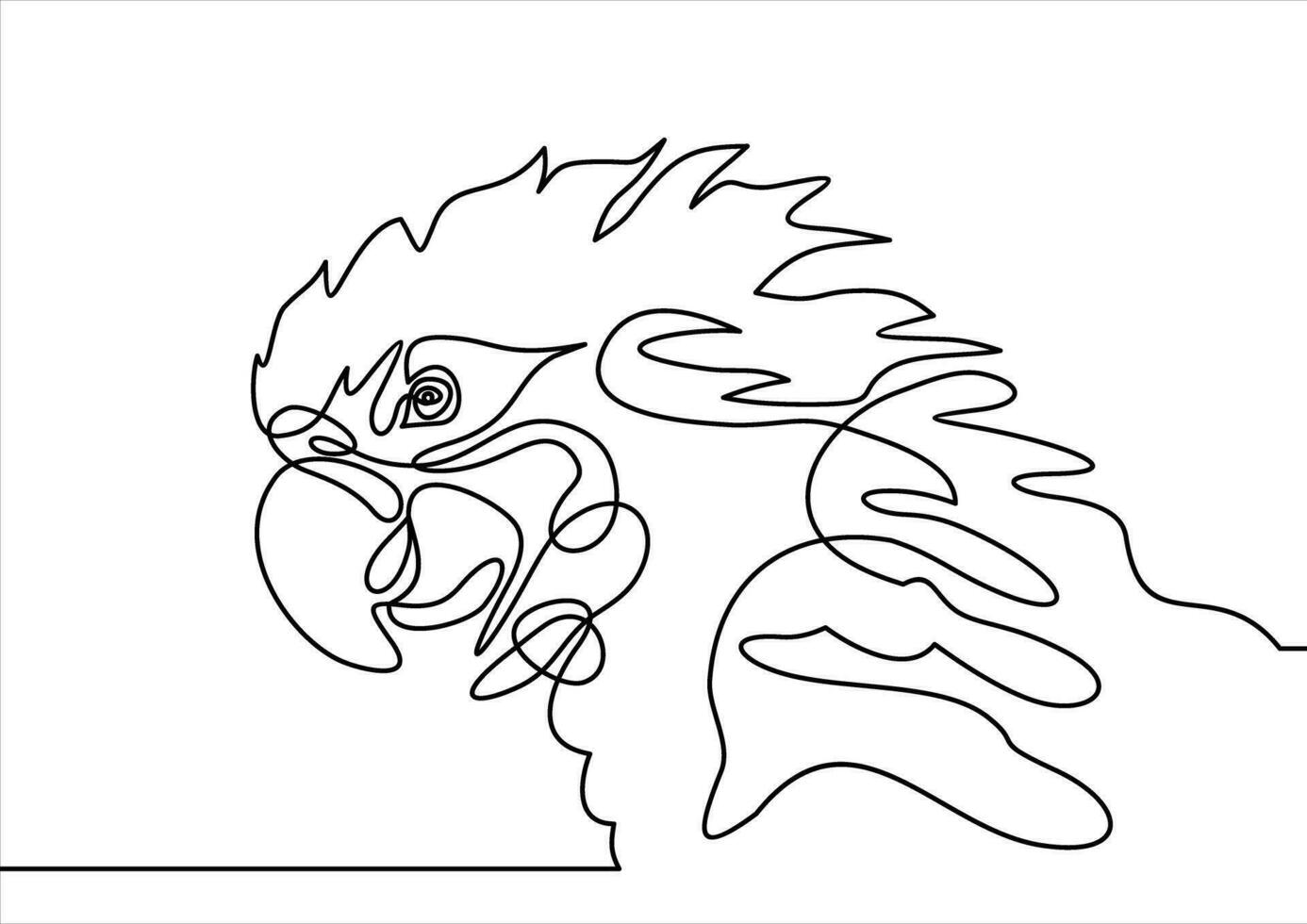 Continuous line drawing. Parrot bird. Vector illustration