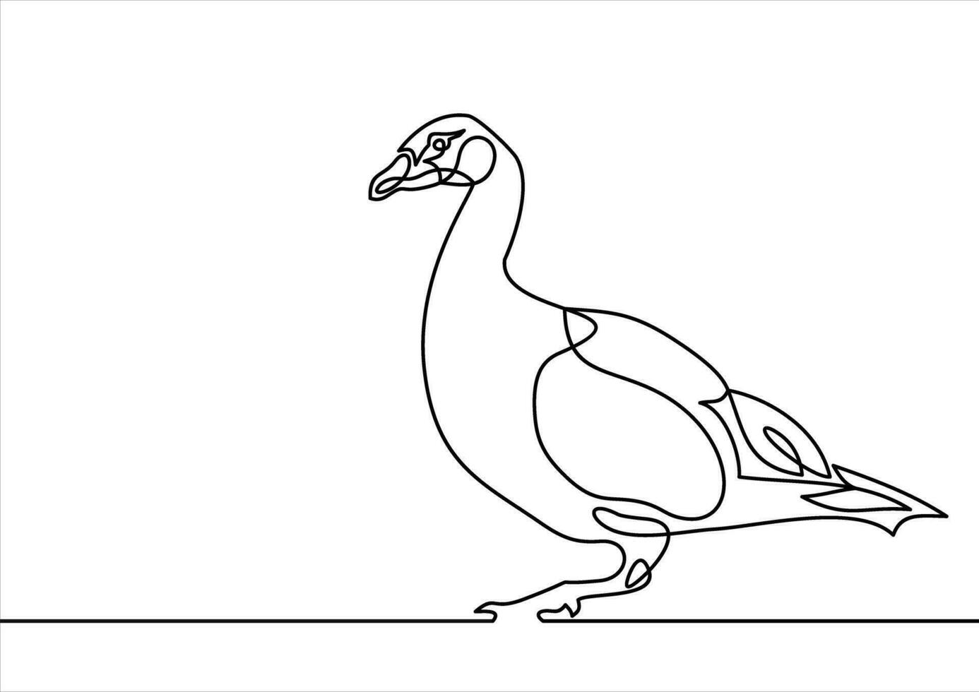 Duck-continuous line drawing vector