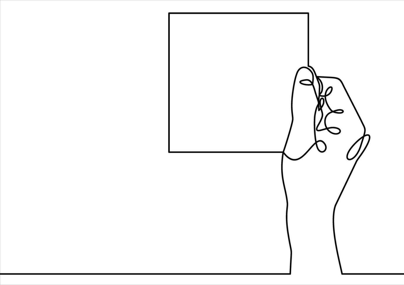 hands holding blank piece of paper-continuous line drawing vector