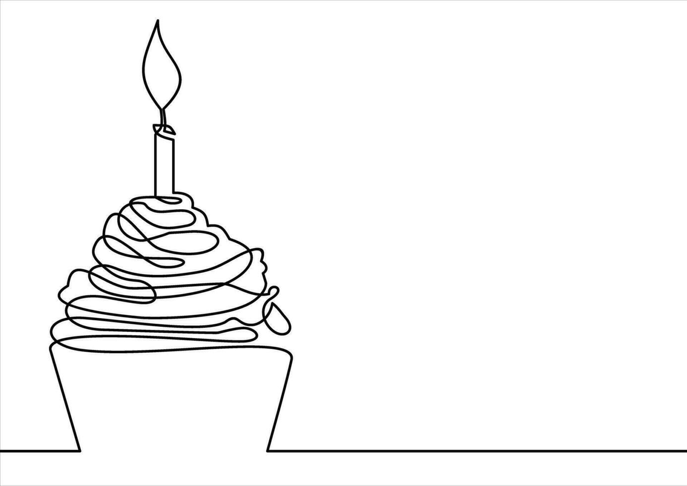 cupcake-continuous line drawing vector