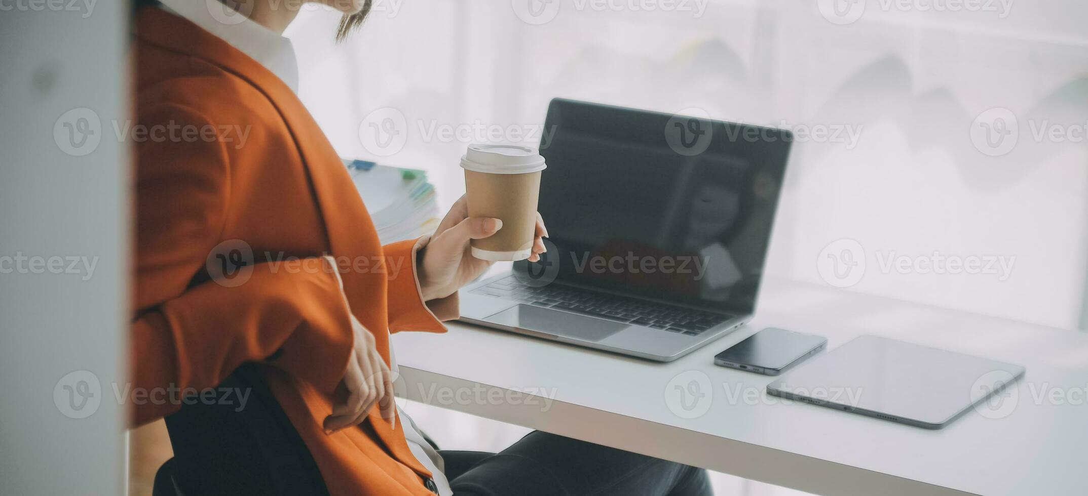 Audit concept,Administrator business man financial inspector and secretary making report calculating balance. Internal Revenue Service checking document. photo