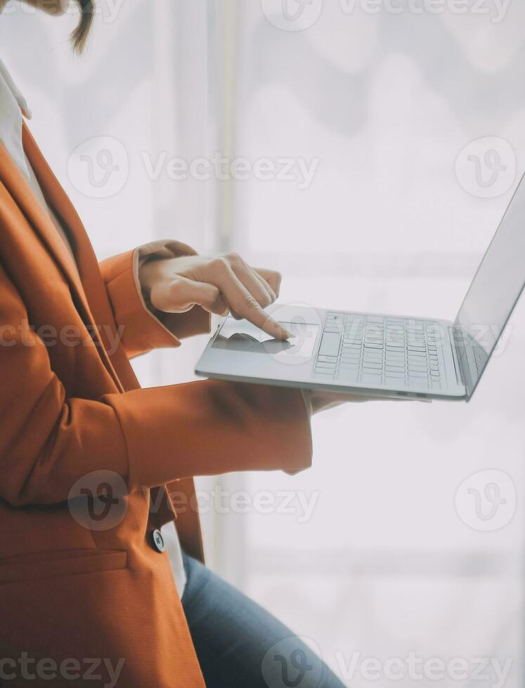 Audit concept,Administrator business man financial inspector and secretary making report calculating balance. Internal Revenue Service checking document. photo