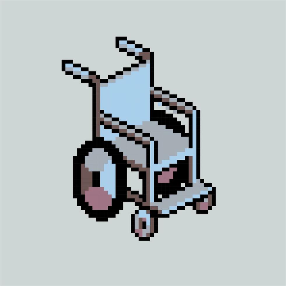 píxel Arte ilustración médico silla de ruedas. pixelado silla de ruedas. médico silla de ruedas pixelado para el píxel Arte juego y icono para sitio web y vídeo juego. antiguo colegio retro vector