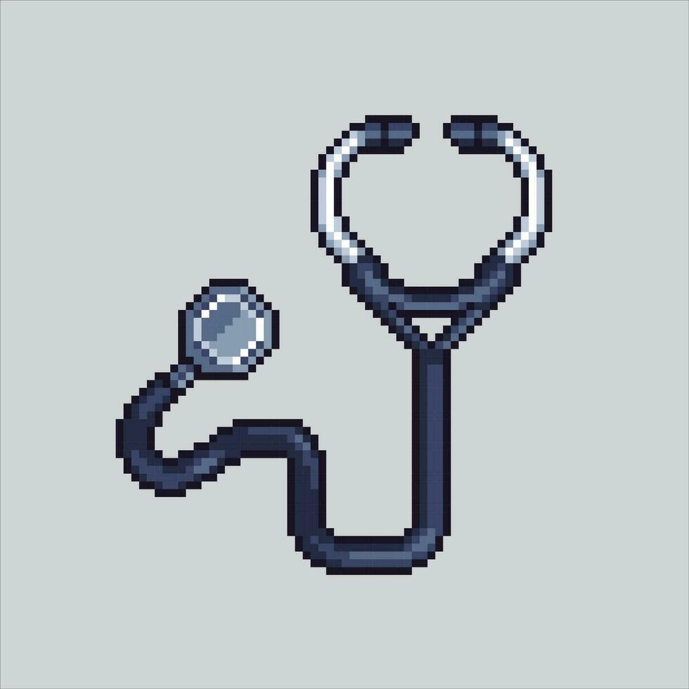 Pixel art illustration Medical Stethoscope. Pixelated Stethoscope. Stethoscope health pixelated for the pixel art game and icon for website and video game. old school retro. vector