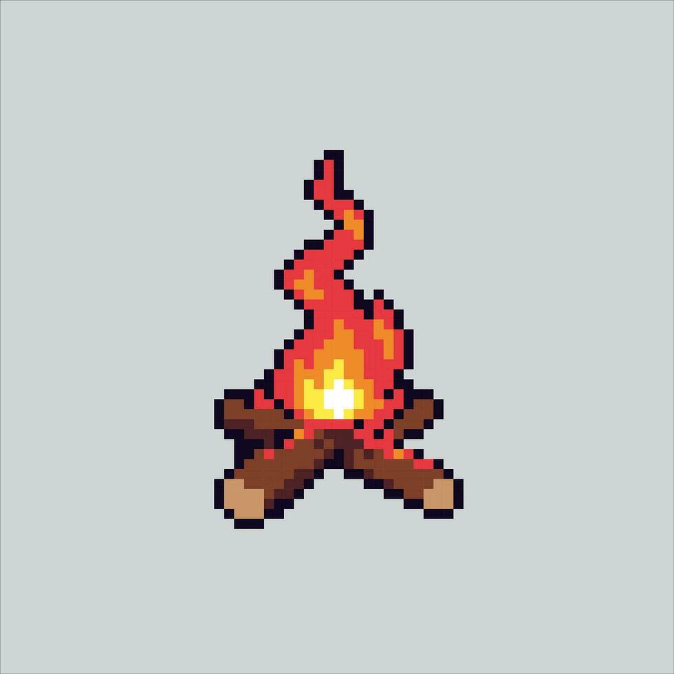 Pixel art illustration Bonfire. Pixelated Bonfire. Bonfire camp pixelated for the pixel art game and icon for website and video game. old school retro. vector