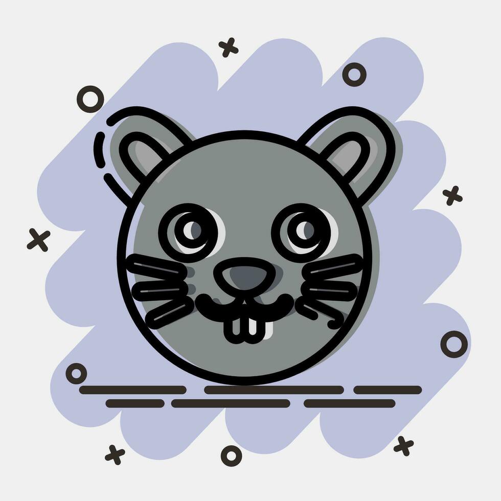 Icon mouse face. Chinese Zodiac elements. Icons in comic style. Good for prints, posters, logo, advertisement, decoration,infographics, etc. vector