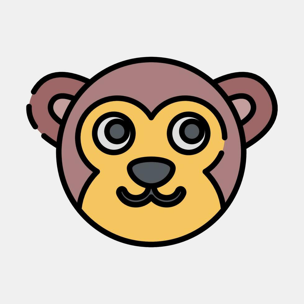 Icon monkey face. Chinese Zodiac elements. Icons in filled line style. Good for prints, posters, logo, advertisement, decoration,infographics, etc. vector
