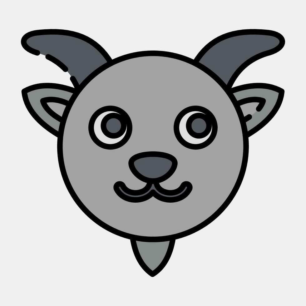 Icon goat face. Chinese Zodiac elements. Icons in filled line style. Good for prints, posters, logo, advertisement, decoration,infographics, etc. vector