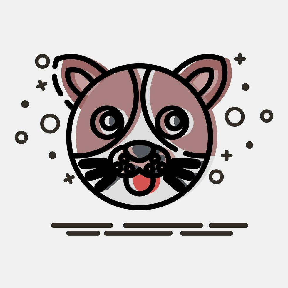 Icon dog face. Chinese Zodiac elements. Icons in MBE style. Good for prints, posters, logo, advertisement, decoration,infographics, etc. vector