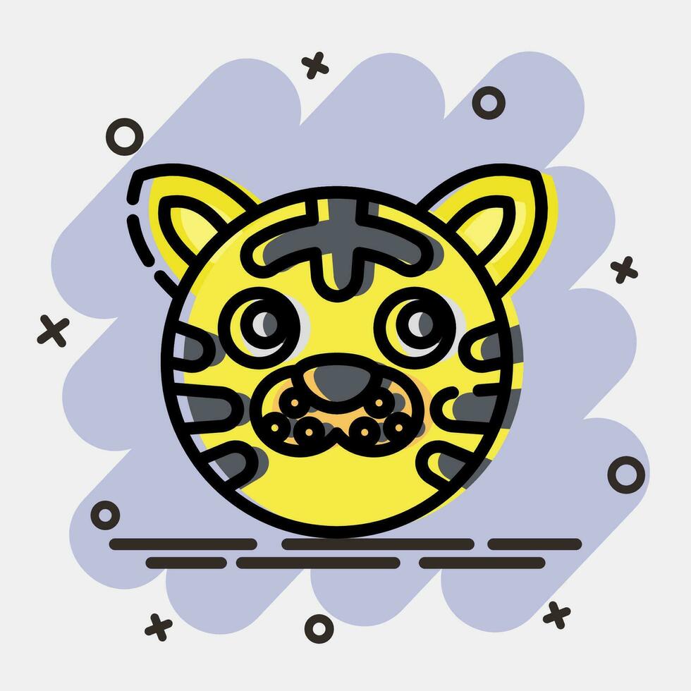 Icon tiger face. Chinese Zodiac elements. Icons in comic style. Good for prints, posters, logo, advertisement, decoration,infographics, etc. vector