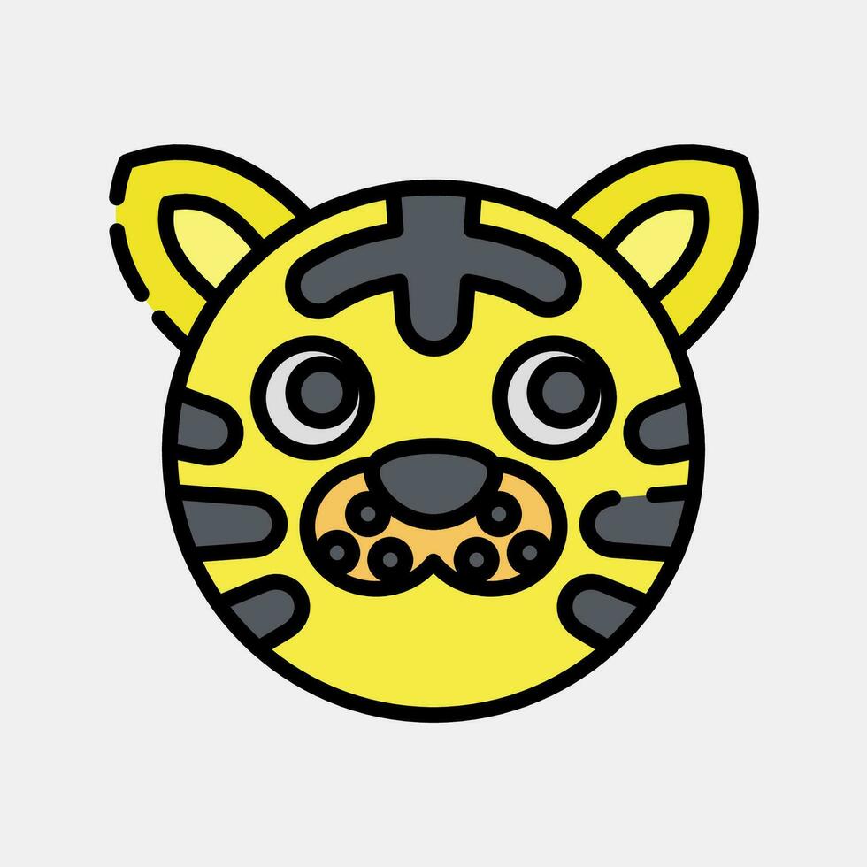 icono Tigre rostro. chino zodíaco elementos. íconos en lleno línea estilo. bueno para huellas dactilares, carteles, logo, anuncio publicitario, decoración, infografías, etc. vector