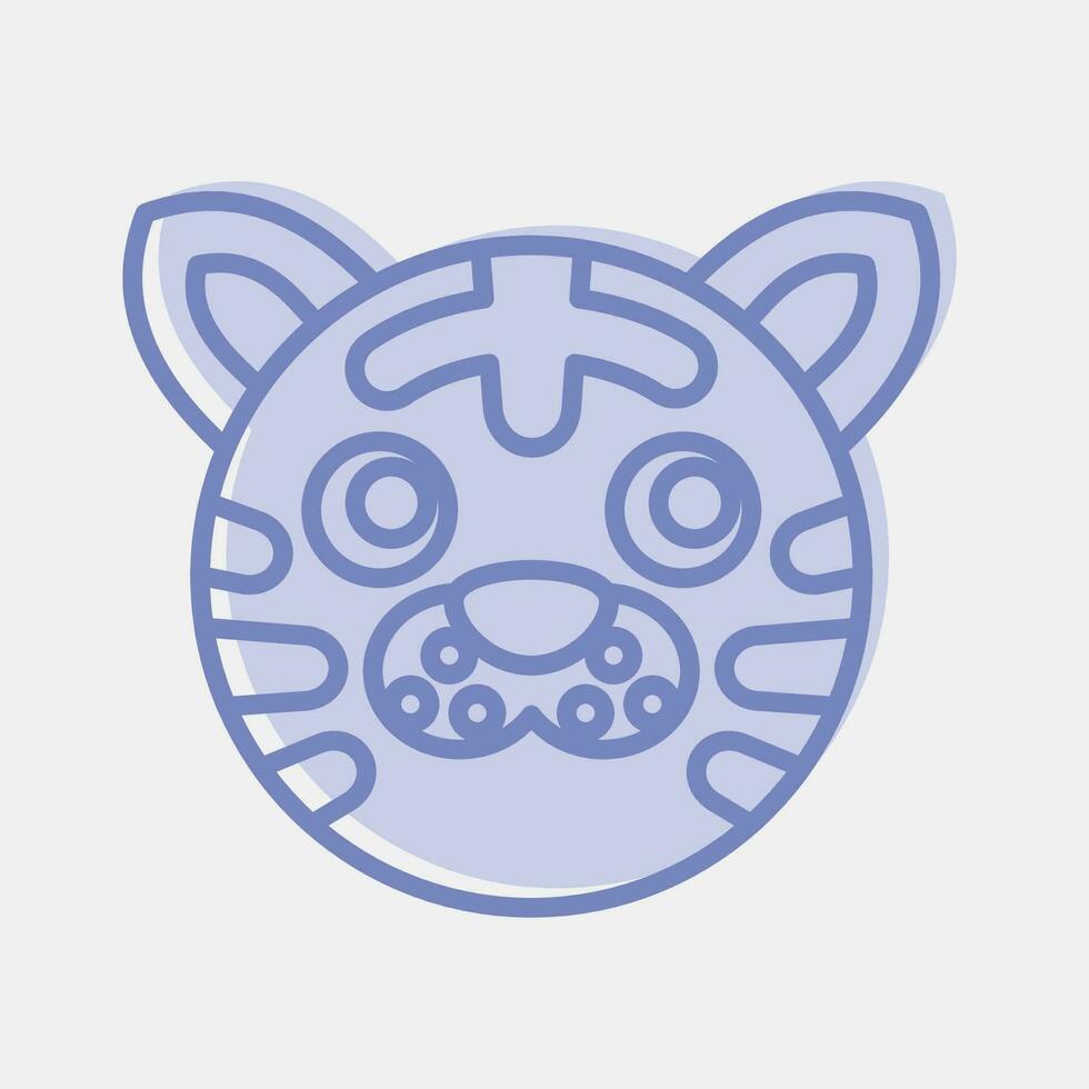 icono Tigre rostro. chino zodíaco elementos. íconos en dos tono estilo. bueno para huellas dactilares, carteles, logo, anuncio publicitario, decoración, infografías, etc. vector