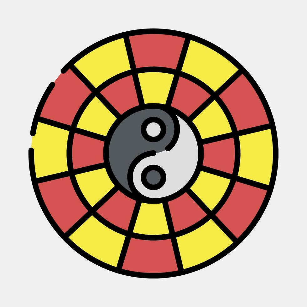 Icon yin yang symbol. Chinese Zodiac elements. Icons in filled line style. Good for prints, posters, logo, advertisement, decoration,infographics, etc. vector