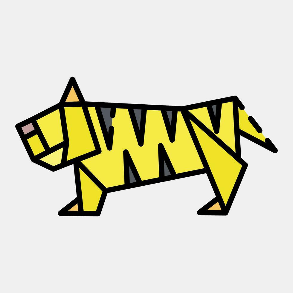 Icon tiger origami. Chinese Zodiac elements. Icons in filled line style. Good for prints, posters, logo, advertisement, decoration,infographics, etc. vector