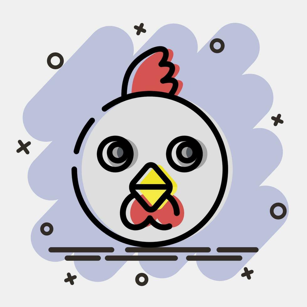 Icon rooster face. Chinese Zodiac elements. Icons in comic style. Good for prints, posters, logo, advertisement, decoration,infographics, etc. vector