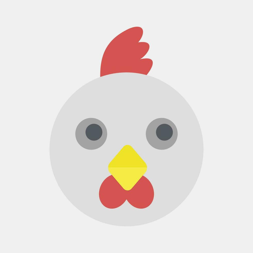 Icon rooster face. Chinese Zodiac elements. Icons in flat style. Good for prints, posters, logo, advertisement, decoration,infographics, etc. vector