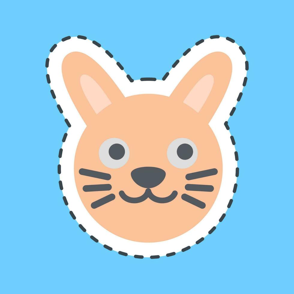 Cutting Line Sticker bunny face. Chinese Zodiac elements. Good for prints, posters, logo, advertisement, decoration,infographics, etc. vector