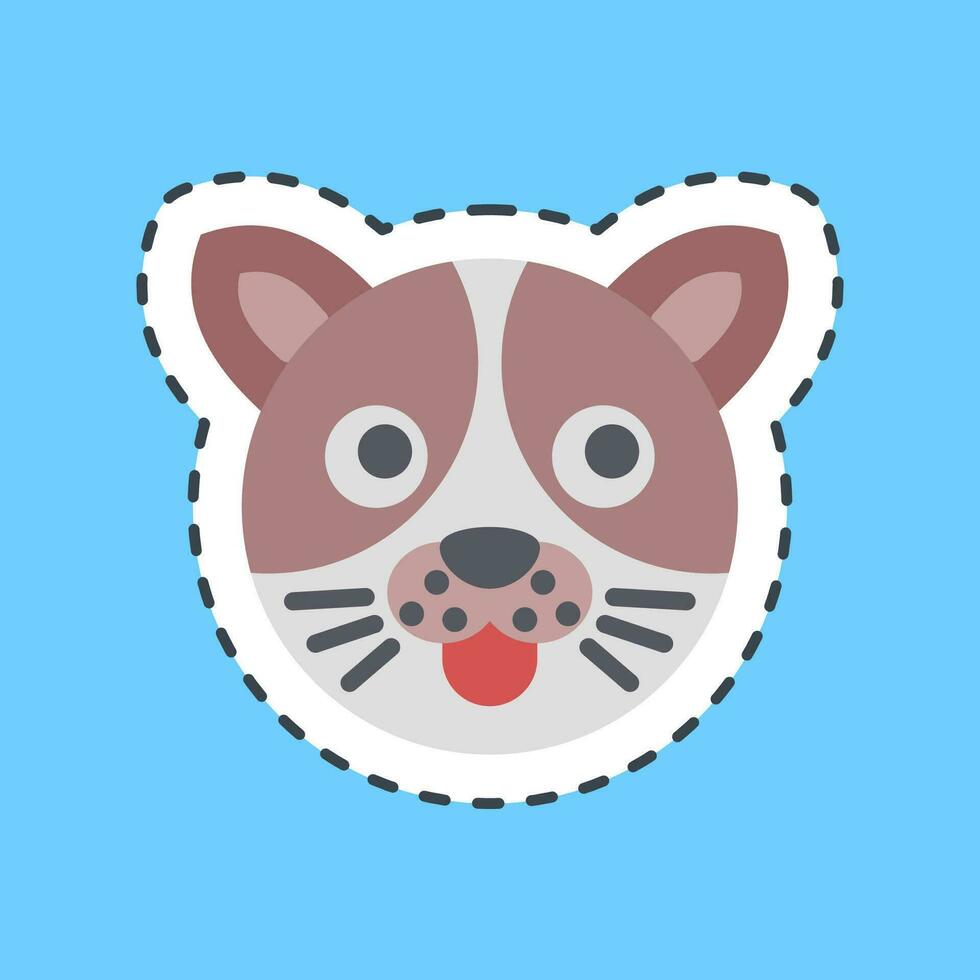 Cutting Line Sticker dog face. Chinese Zodiac elements. Good for prints, posters, logo, advertisement, decoration,infographics, etc. vector