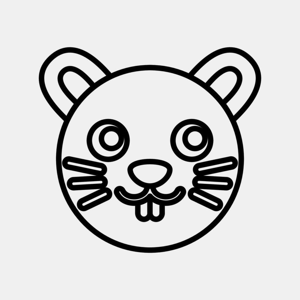 Icon mouse face. Chinese Zodiac elements. Icons in line style. Good for prints, posters, logo, advertisement, decoration,infographics, etc. vector
