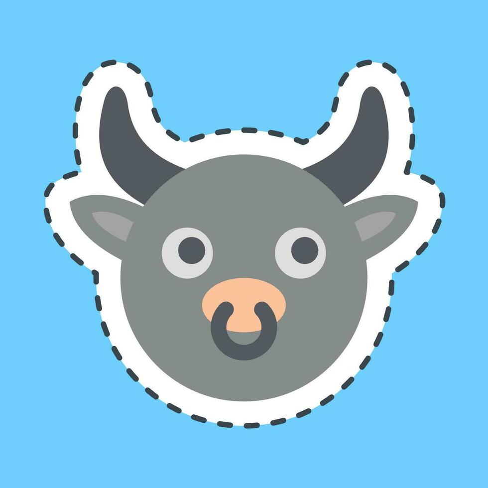 Cutting Line Sticker ox face. Chinese Zodiac elements. Good for prints, posters, logo, advertisement, decoration,infographics, etc. vector