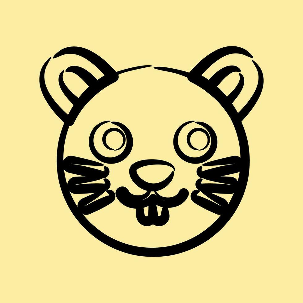 Icon mouse face. Chinese Zodiac elements. Icons in hand drawn style. Good for prints, posters, logo, advertisement, decoration,infographics, etc. vector