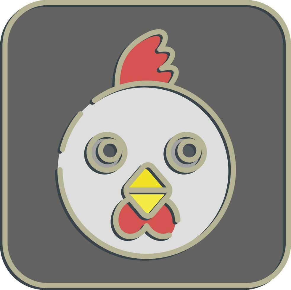 Icon rooster face. Chinese Zodiac elements. Icons in embossed style. Good for prints, posters, logo, advertisement, decoration,infographics, etc. vector
