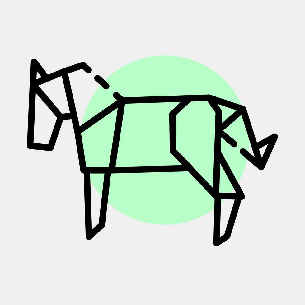 icono caballo origami. chino zodíaco elementos. íconos en color Mancha estilo. bueno para huellas dactilares, carteles, logo, anuncio publicitario, decoración, infografías, etc. vector