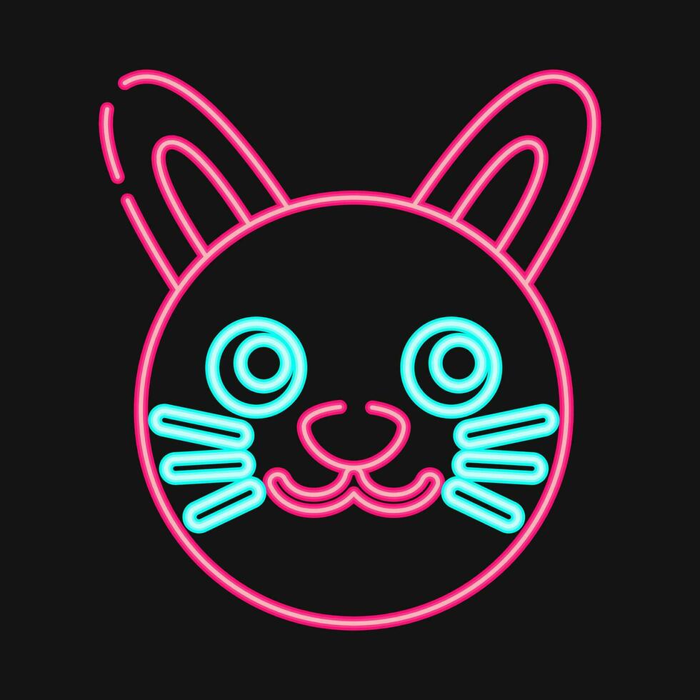 Icon bunny face. Chinese Zodiac elements. Icons in neon style. Good for prints, posters, logo, advertisement, decoration,infographics, etc. vector