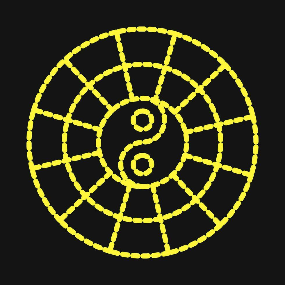 icono yin yang símbolo. chino zodíaco elementos. íconos en punteado estilo. bueno para huellas dactilares, carteles, logo, anuncio publicitario, decoración, infografías, etc. vector
