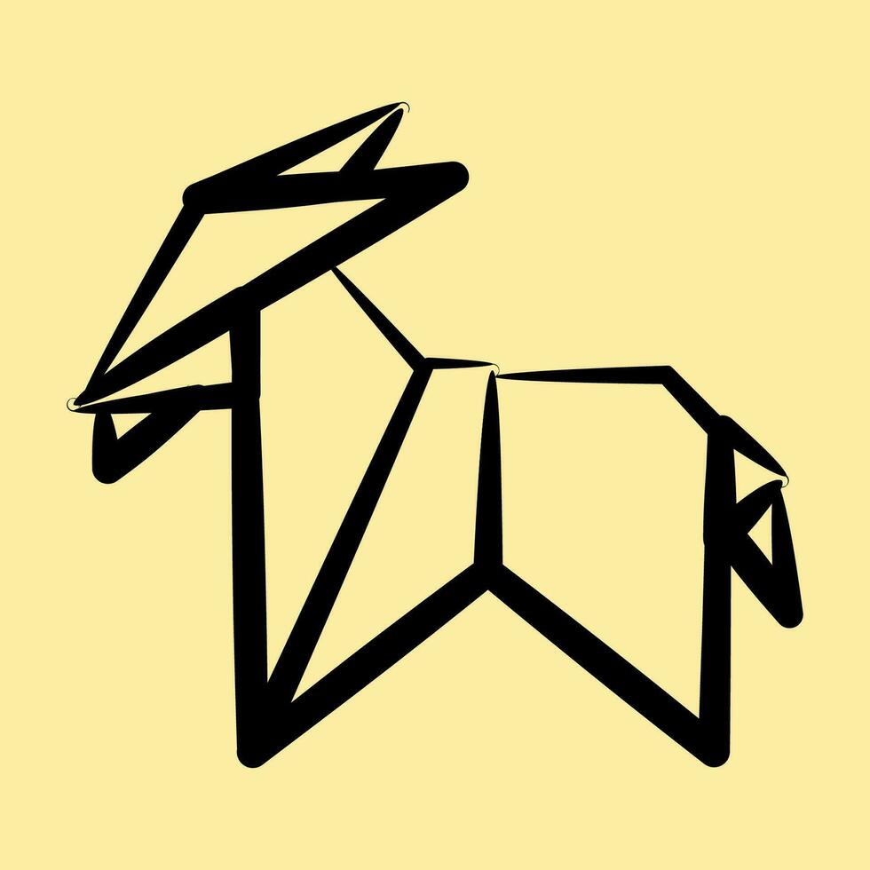icono cabra origami. chino zodíaco elementos. íconos en mano dibujado estilo. bueno para huellas dactilares, carteles, logo, anuncio publicitario, decoración, infografías, etc. vector
