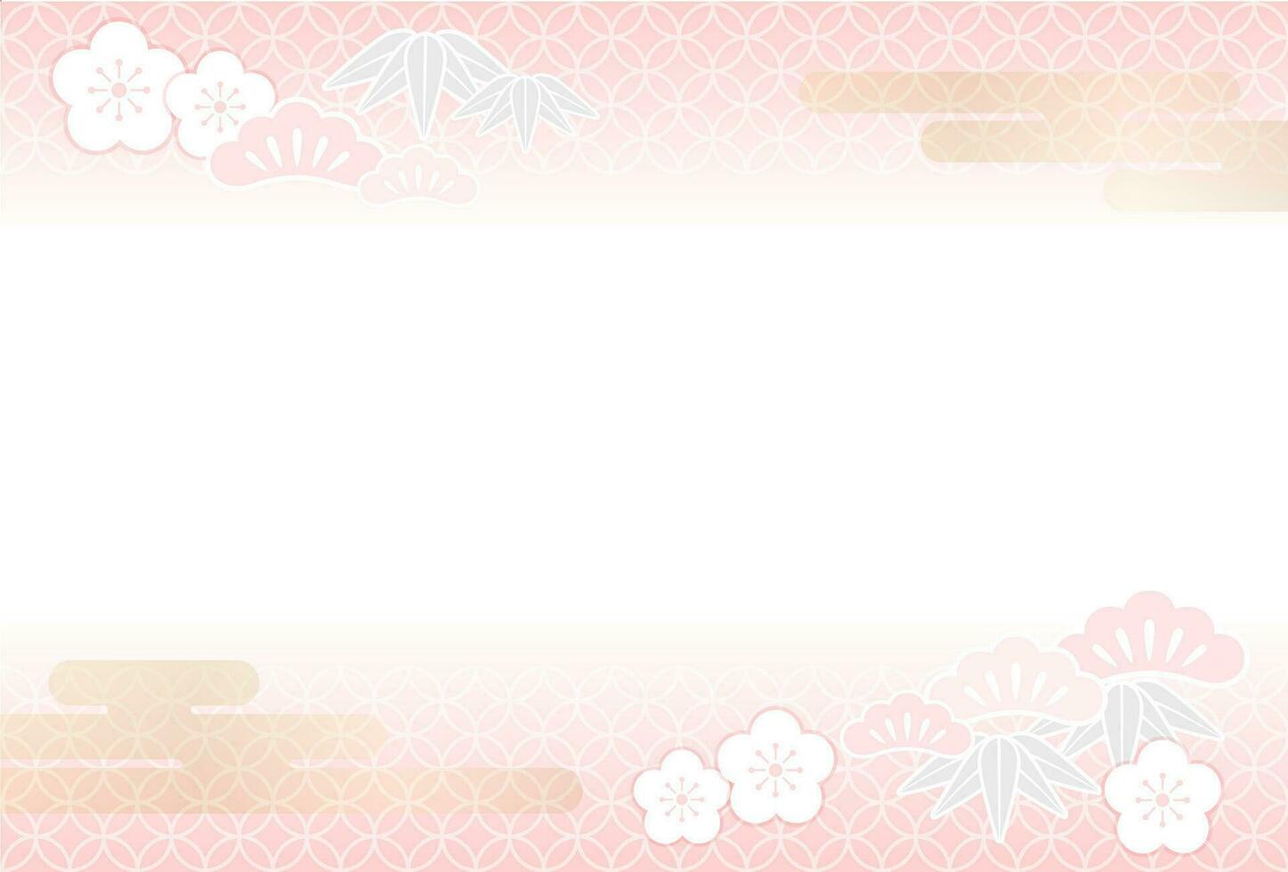 New Years Greetings Card Vector Template Decorated With Vintage Japanese Patterns And Auspicious Charms.