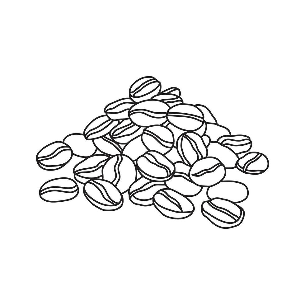 Hand drawn Kids drawing vector Illustration coffee beans in a cartoon style Isolated on White Background